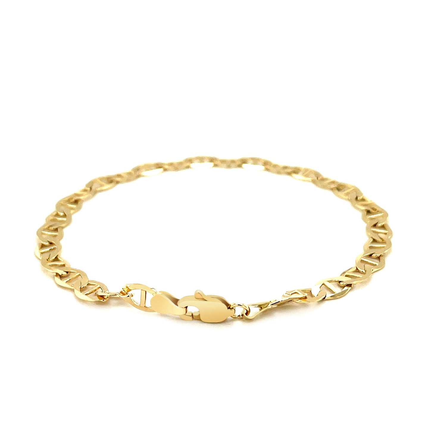 Solid 10k Yellow Gold Mariner Link Lobster Clasp Bracelet
