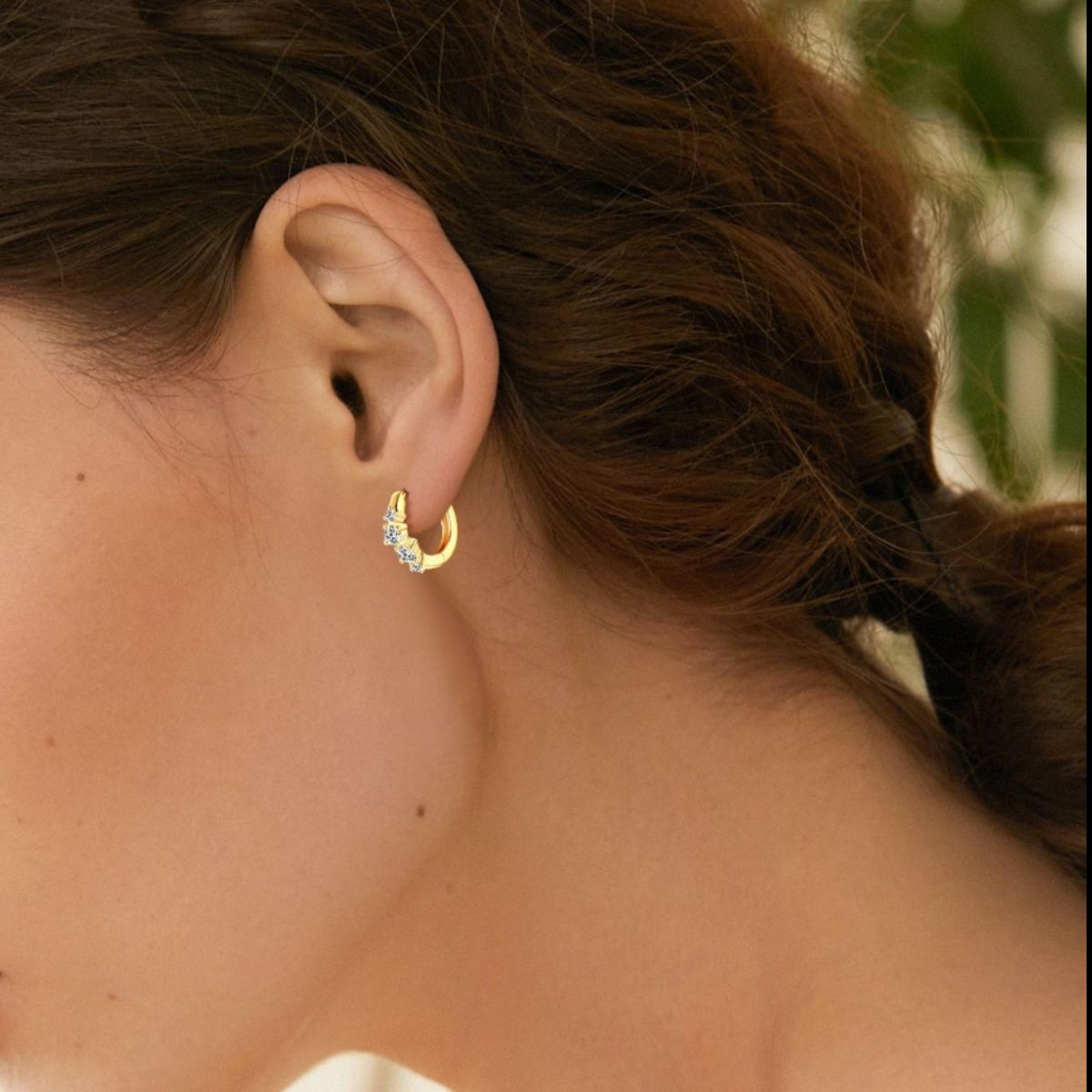 Silver and Gold Plated Moissanite Huggie Earrings