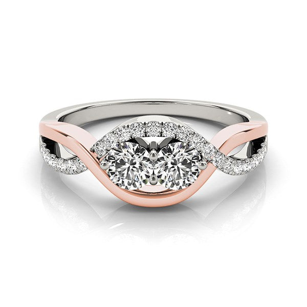 diamond infinity ring set in 14k gold white gold and rose gold