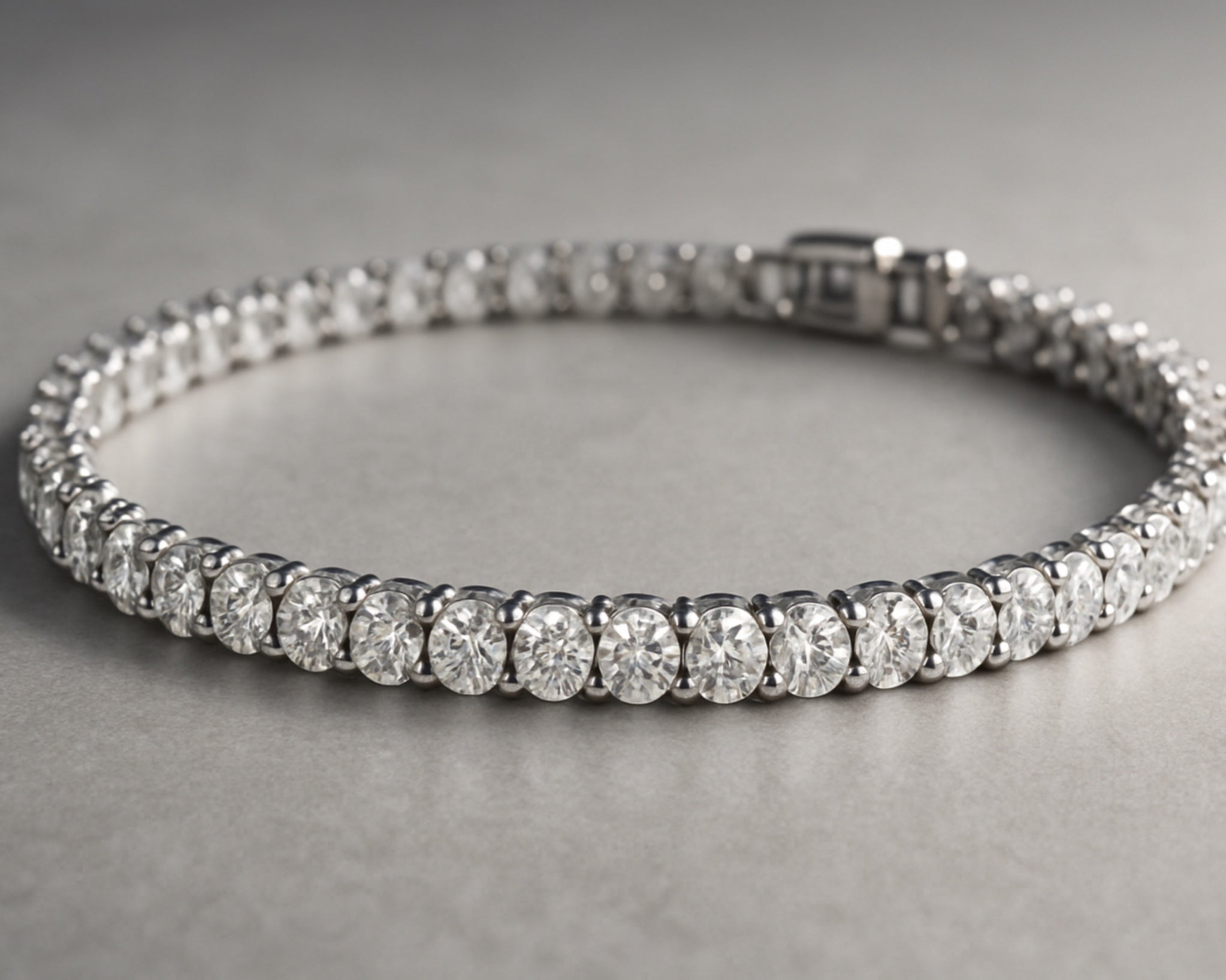 diamond tennis bracelet set in 14k white gold