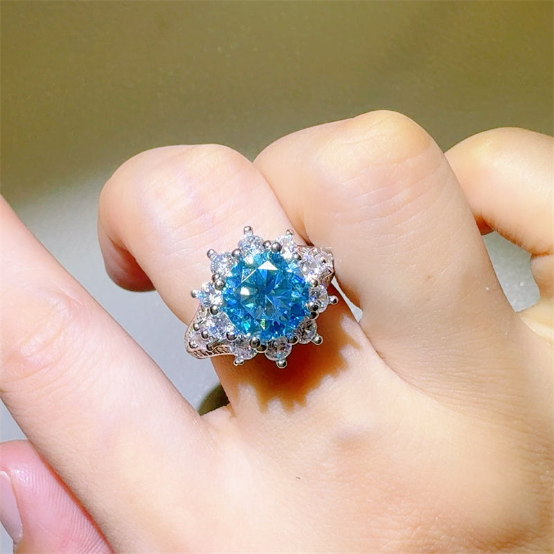 Angelica 3 Carat Blue Moissanite Ring