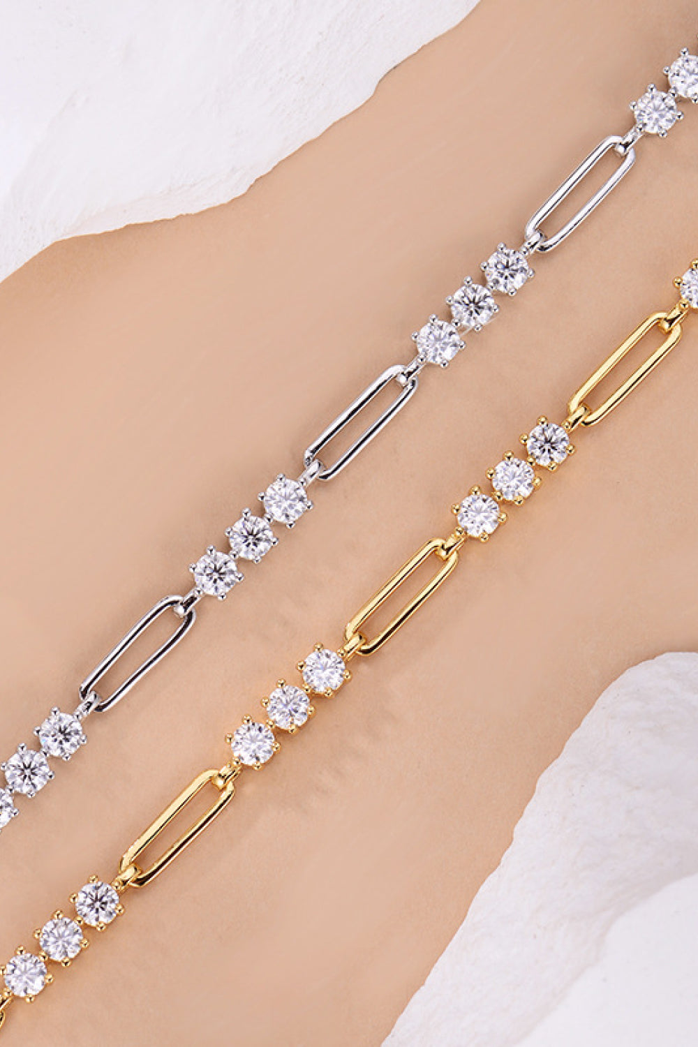 18k and platinum plated eco friendly diamond alternative 1.8 carat weight moissanite bracelets