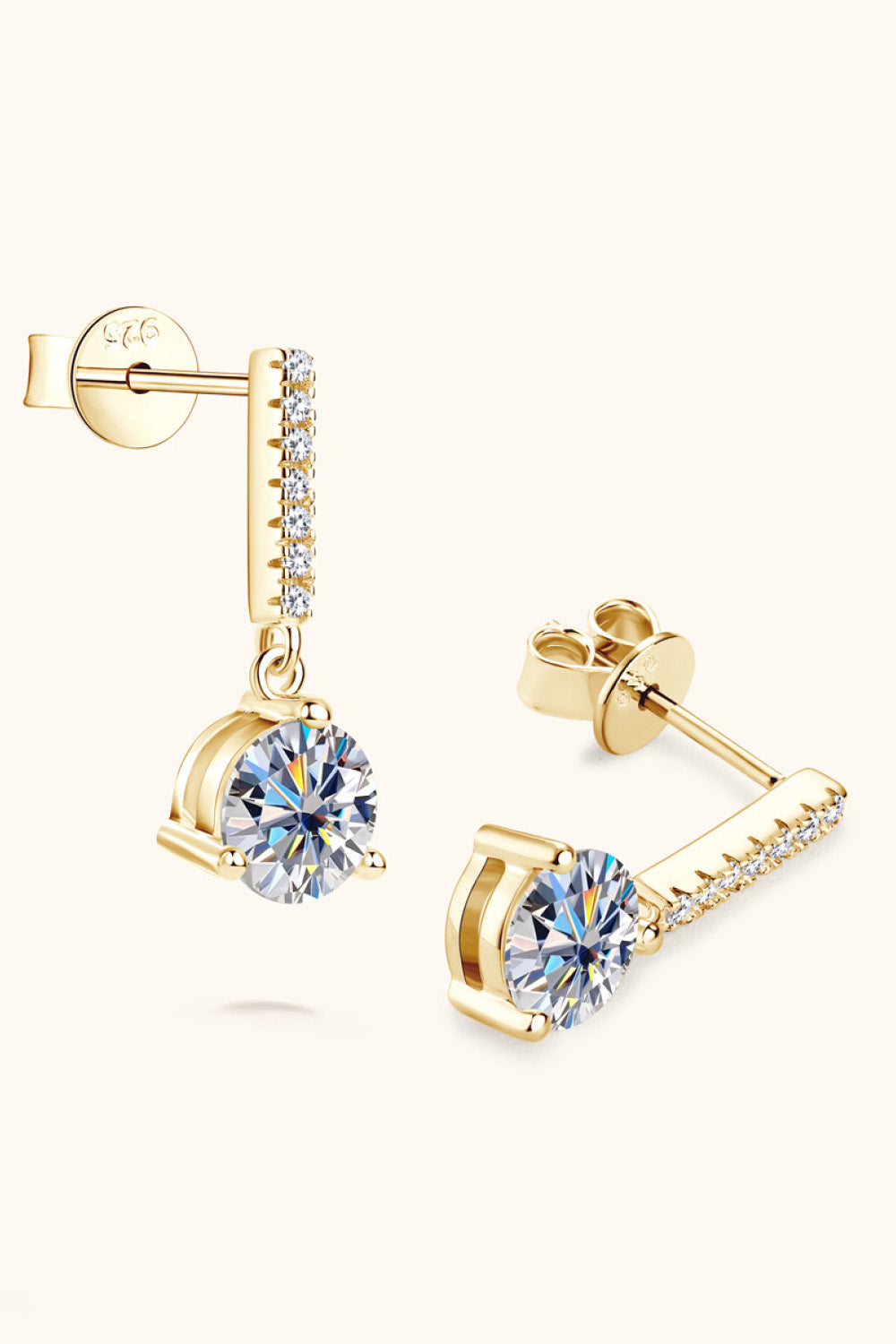18k gold plated sterling silver 2 carat diamond alternative drop earrings