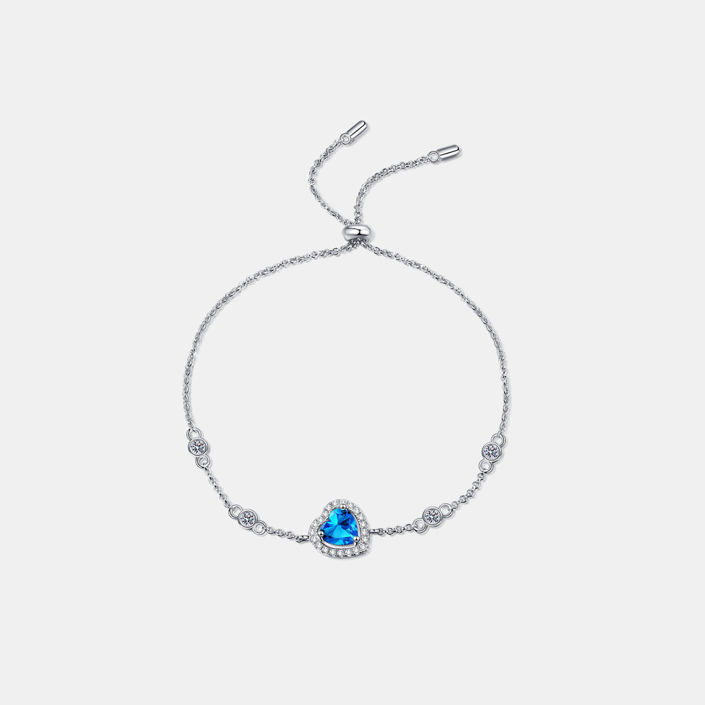 Harmony Heart-Shaped Sapphire Blue Moissanite Bracelet