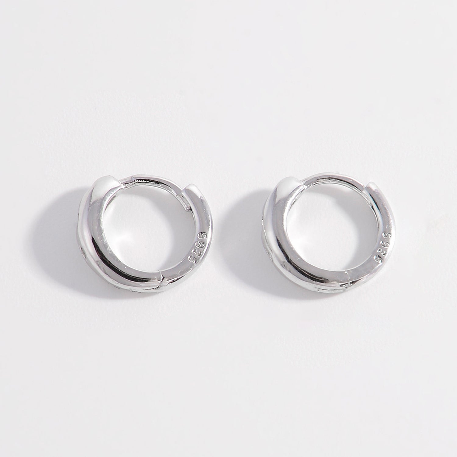 Silver Inlaid Zircon Huggie Earrings