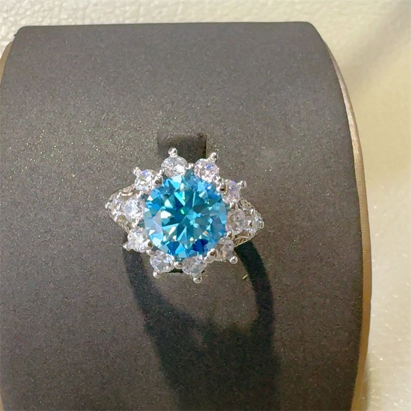 Angelica 3 Carat Blue Moissanite Ring