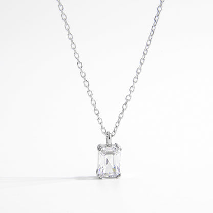 Platinum Plated Rectangle Cut Zircon Pendant