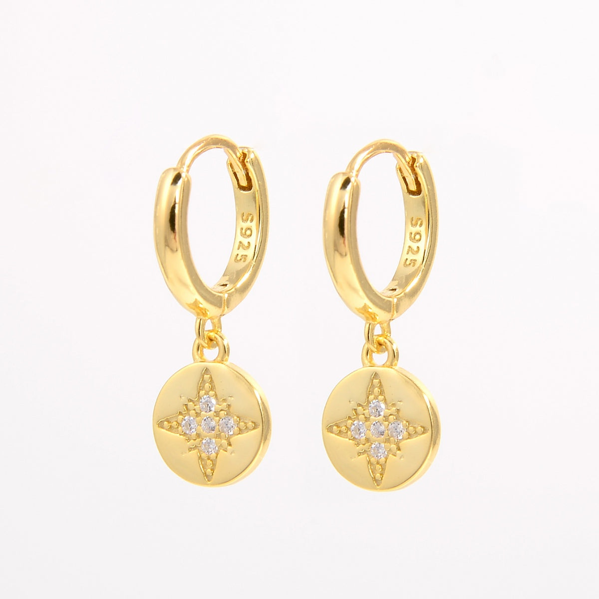 18k Gold Plated Silver Inlaid Natural Zircon Drop Earrings