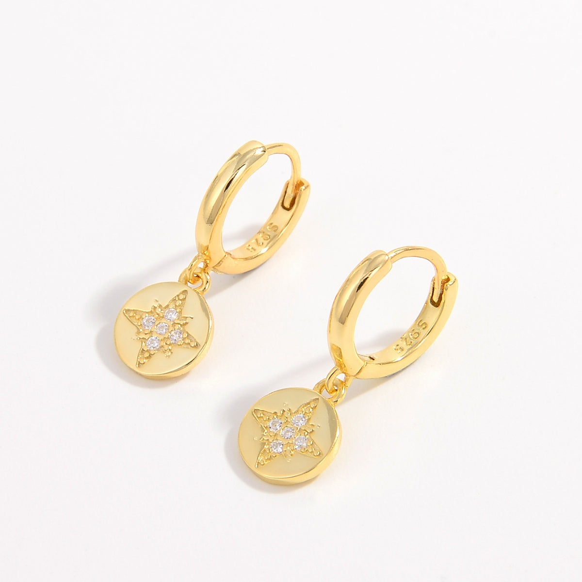18k Gold Plated Silver Inlaid Natural Zircon Drop Earrings