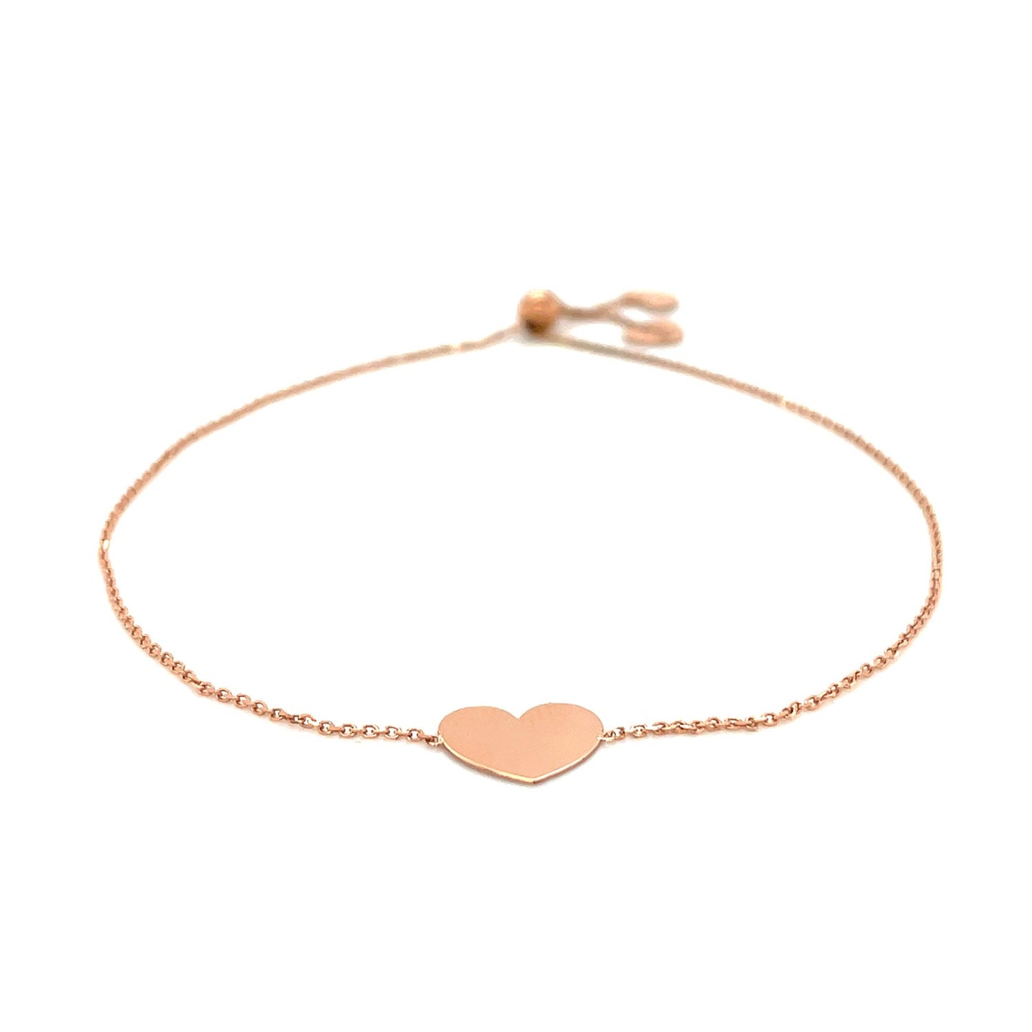 14k Rose Gold Adjustable Heart Bracelet (0.90 mm)