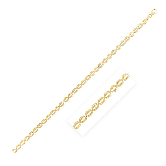 14K Yellow Gold Textured Puffed Oval Link Chain Necklace – High Polish