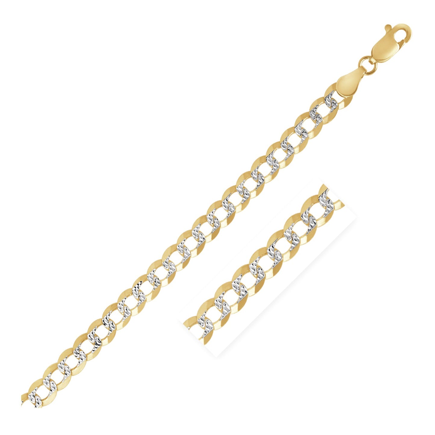 14k Solid Gold Two Tone Pave Curb Chain