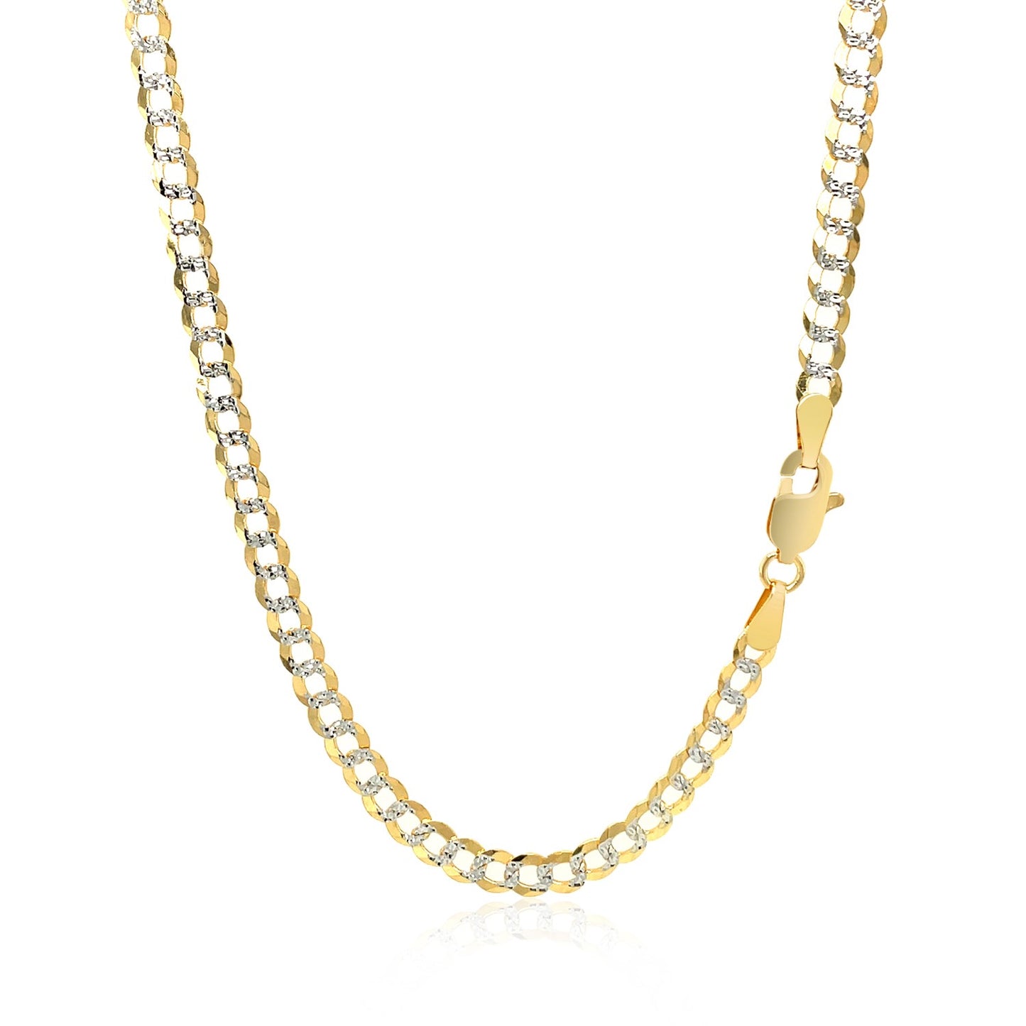 14k Solid Gold Two Tone Pave Curb Chain