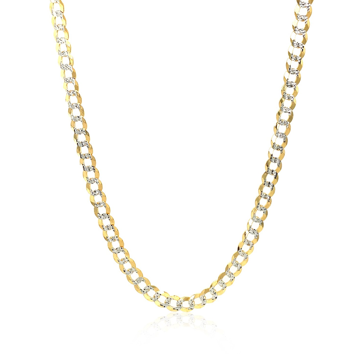 14k Solid Gold Two Tone Pave Curb Chain