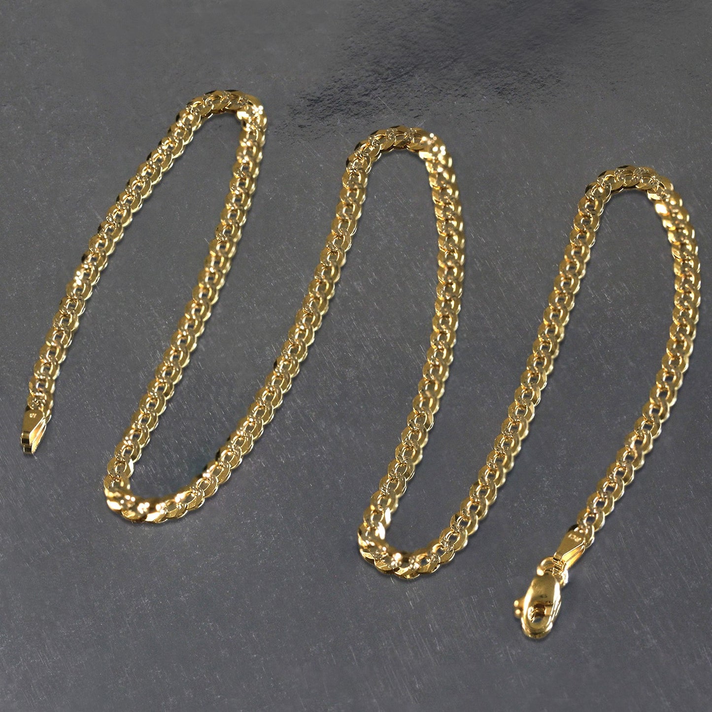 14k Solid Gold Two Tone Pave Curb Chain