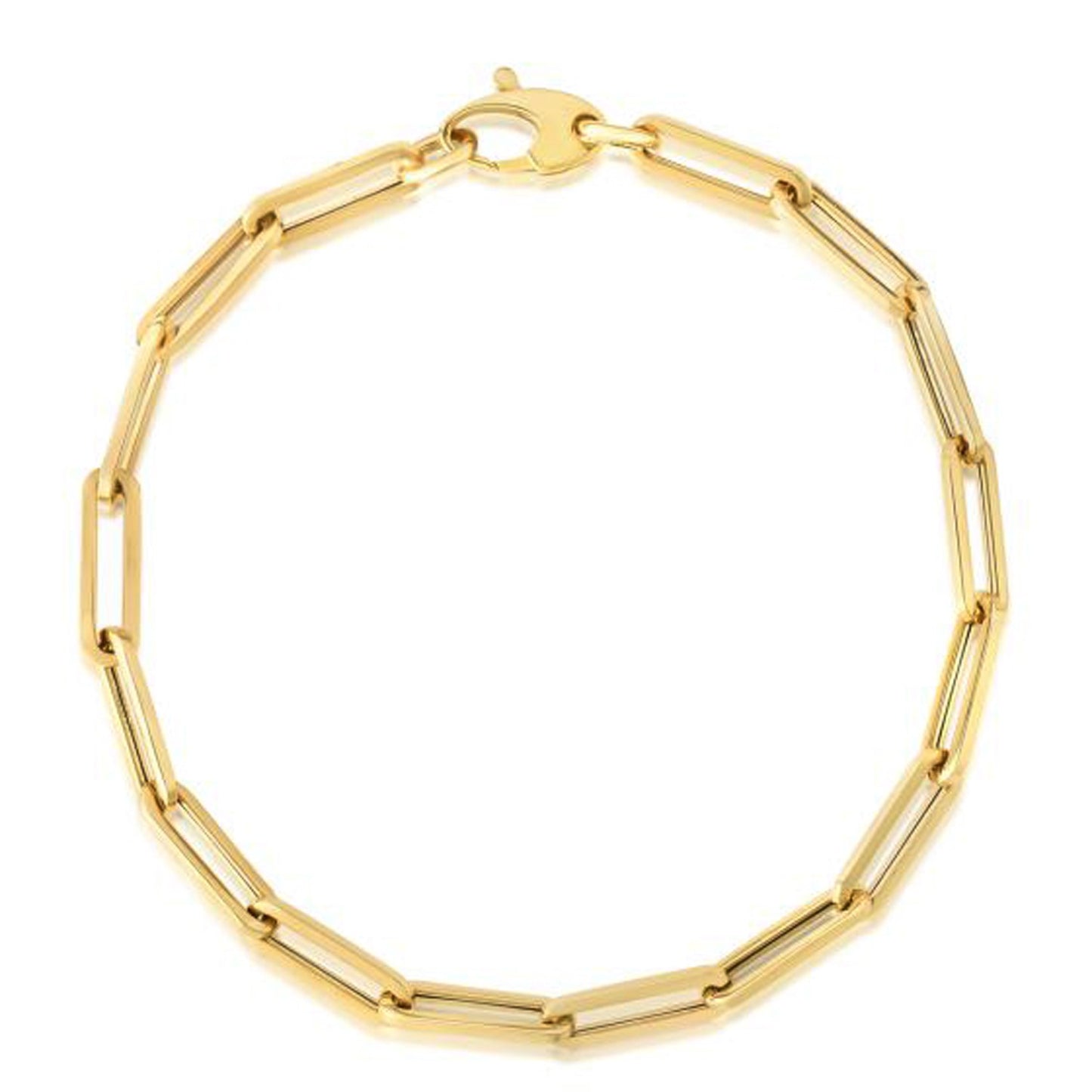 Solid 10k Yellow Gold Paperclip Link Bracelet