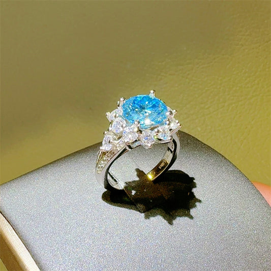 Angelica 3 Carat Blue Moissanite Ring