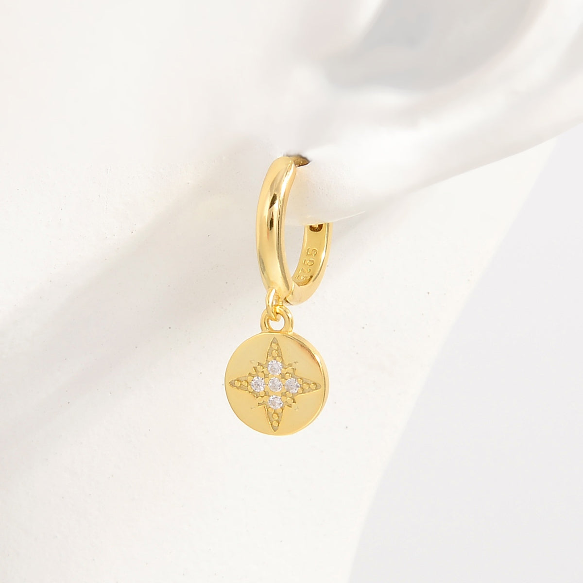 18k Gold Plated Silver Inlaid Natural Zircon Drop Earrings
