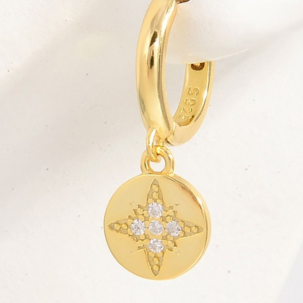 18k Gold Plated Silver Inlaid Natural Zircon Drop Earrings