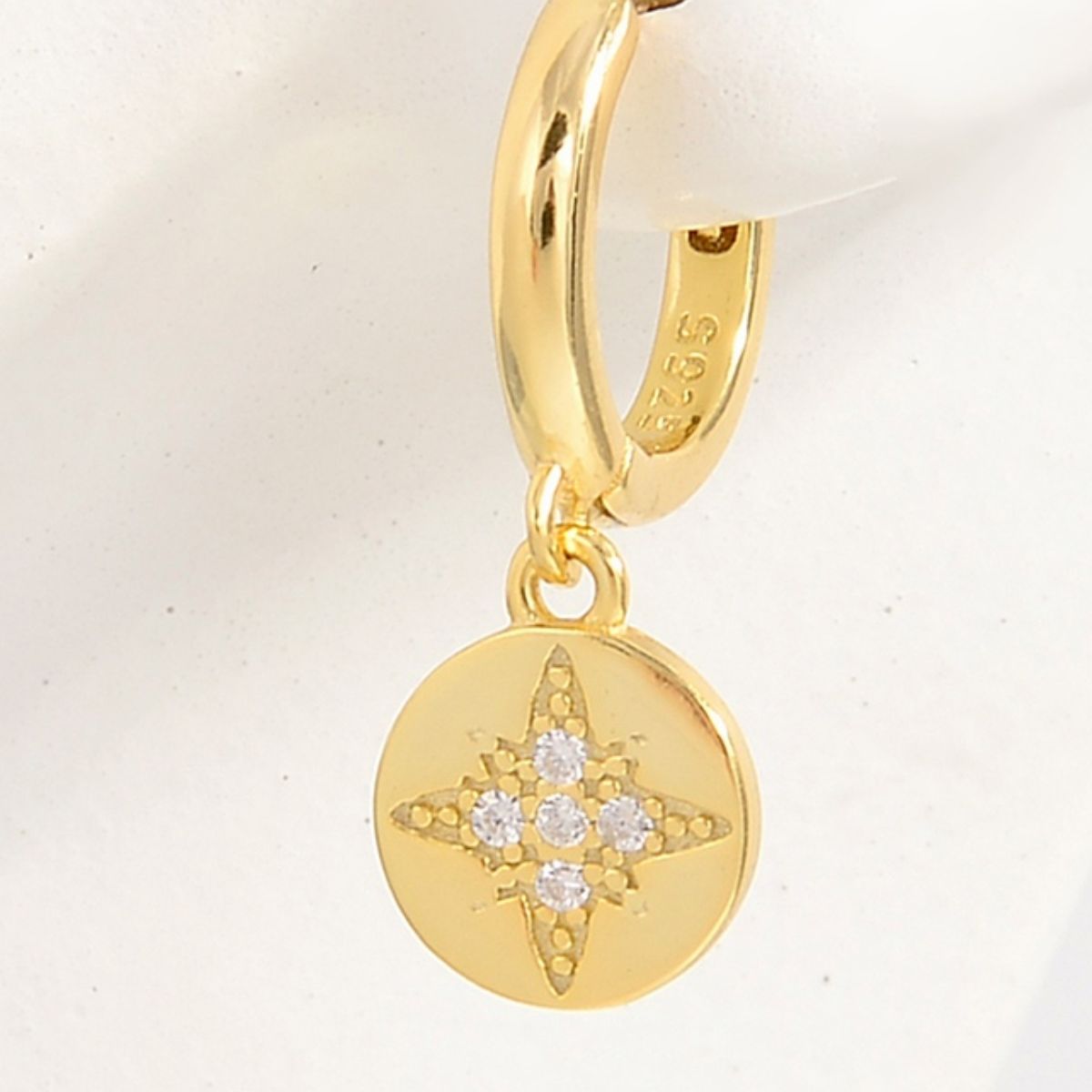 18k Gold Plated Silver Inlaid Natural Zircon Drop Earrings