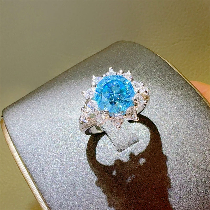 Angelica 3 Carat Blue Moissanite Ring