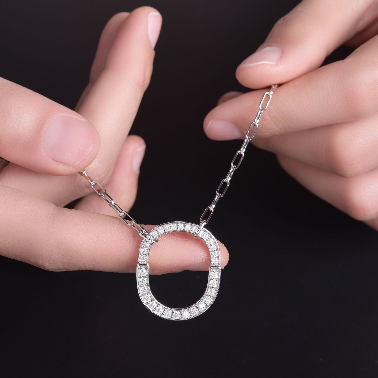 diamond alternative platinum plated moissanite pendant necklace for women