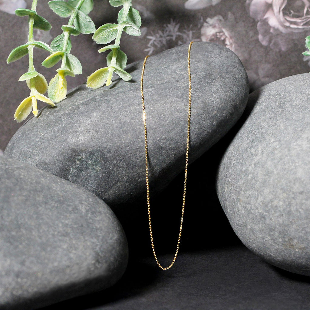 dainty diamond cut 14k yellow gold cable chain