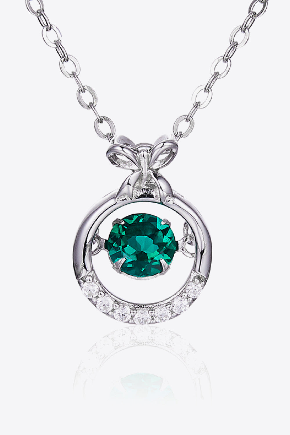 emerald pendant platinum plated zircon necklace