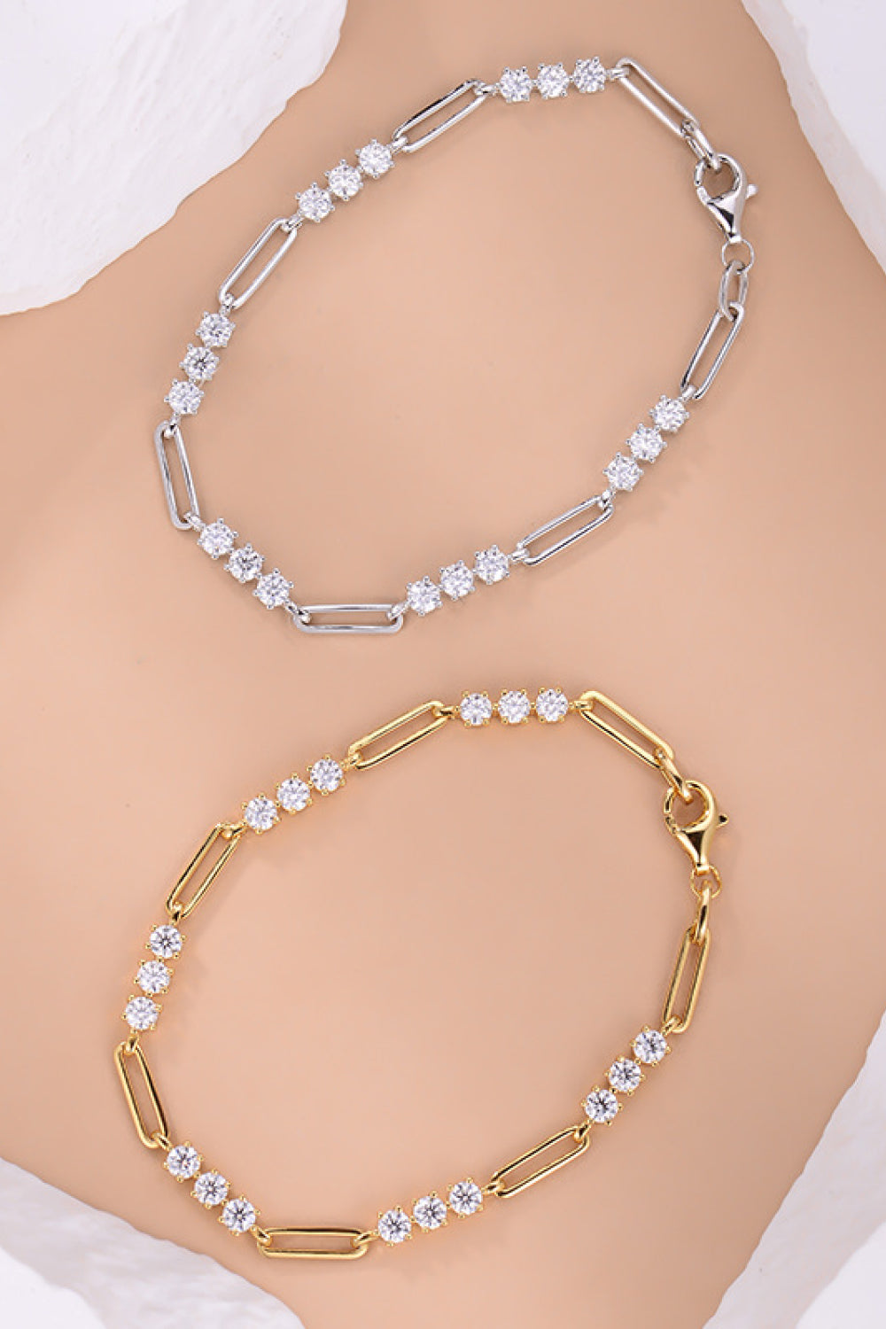 gold and platinum plated 1.8 carat sterling silver moissanite bracelets