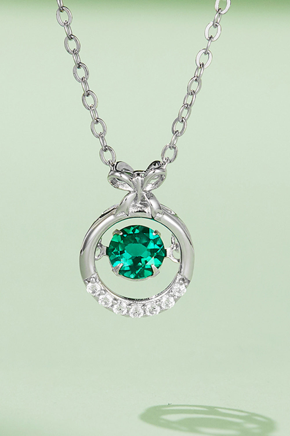 lab grown emerald pendant platinum plated women's necklace 