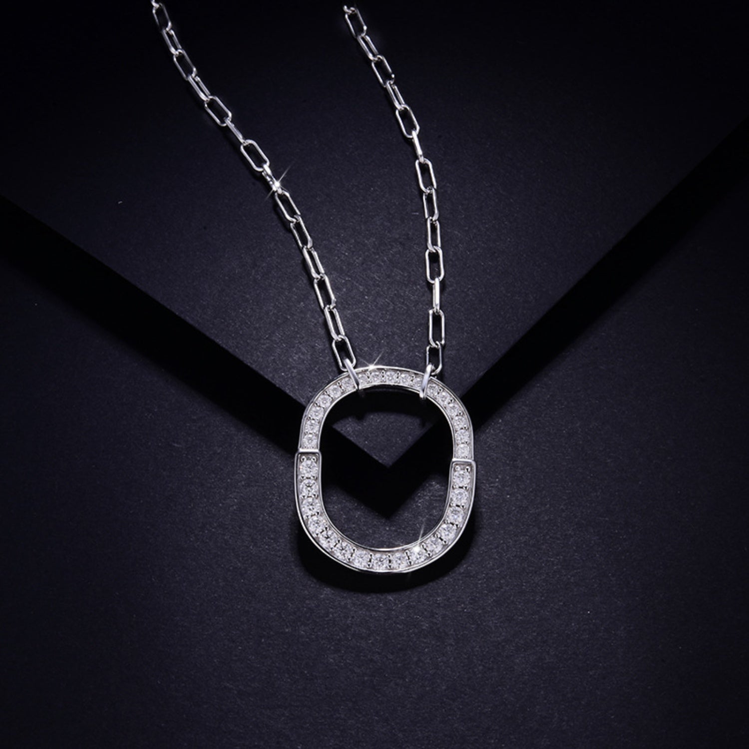 paltinum plated silver diamond alternative pendant necklace