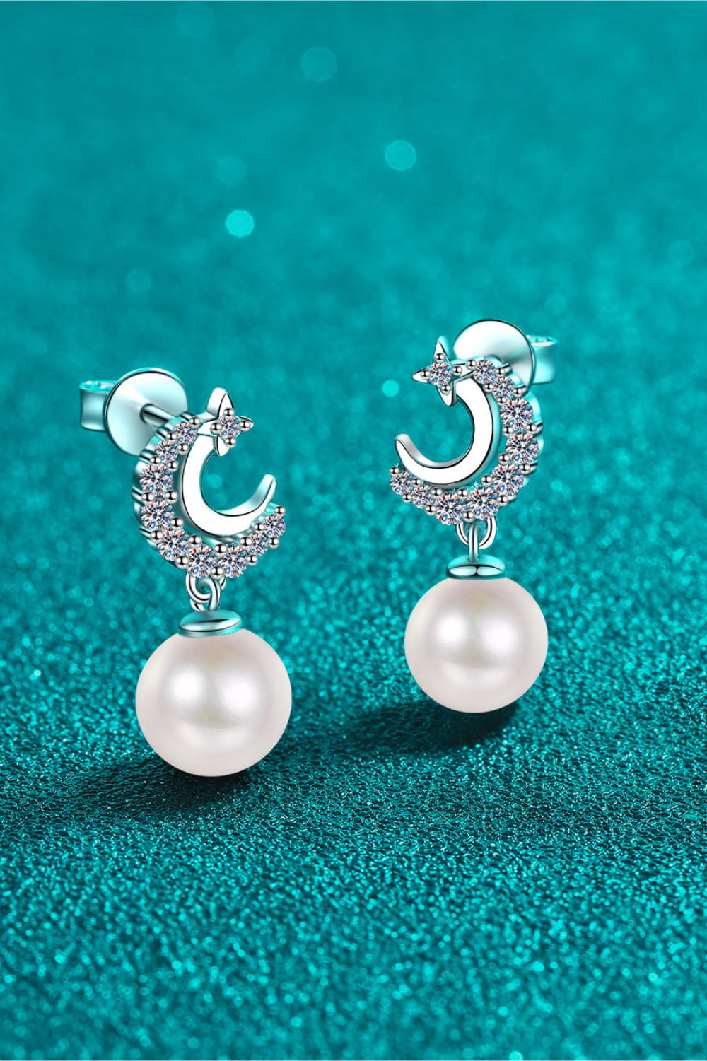 pearl drop earrings diamond alternative moissanite sterling silver