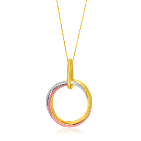 rox and main twisted 14k white yellow and rose gold hoop pendant necklace with cable link chain