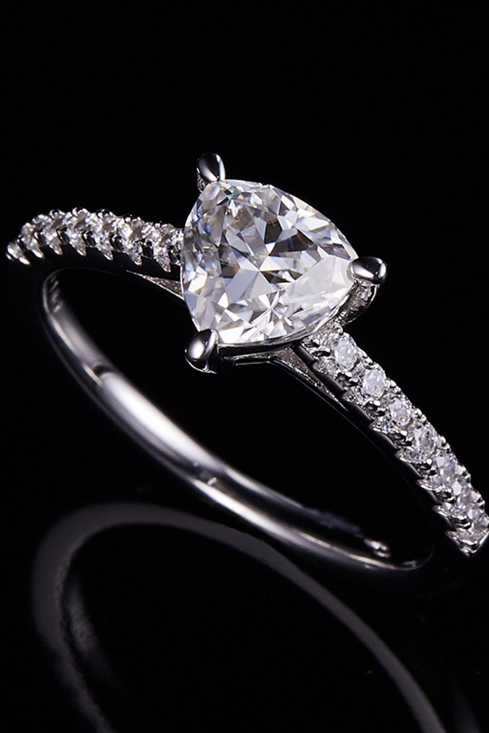 brilliant triangle cut 1 carat platinum plated sterling silver women's ring