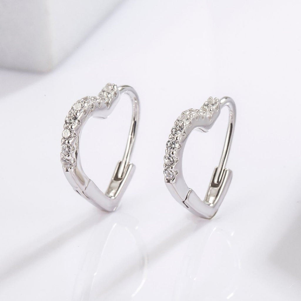 zircon gemstone platinum plated hear shaped set of earrings